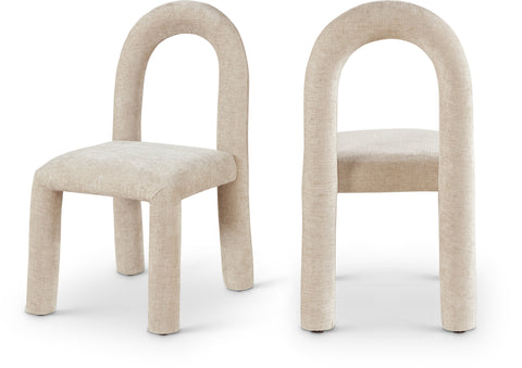 Quinn Beige Chenille Fabric Upholstered Dining Chair, 2-Piece