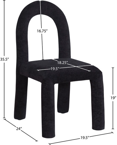Quinn Black Chenille Fabric Upholstered Dining Chair, 2-Piece