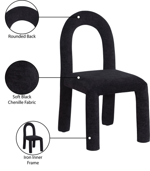 Quinn Black Chenille Fabric Upholstered Dining Chair, 2-Piece