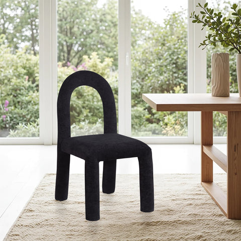 Quinn Black Chenille Fabric Upholstered Dining Chair, 2-Piece