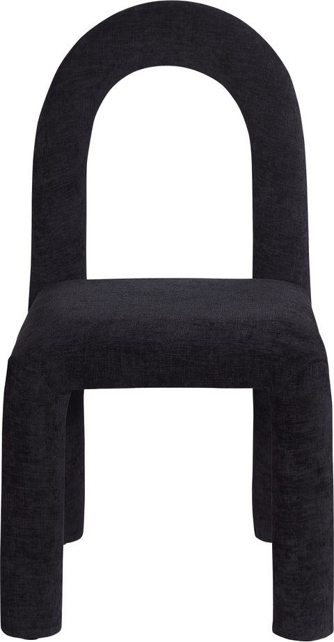 Quinn Black Chenille Fabric Upholstered Dining Chair, 2-Piece