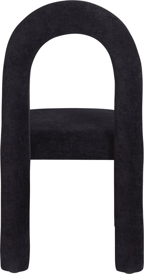 Quinn Black Chenille Fabric Upholstered Dining Chair, 2-Piece