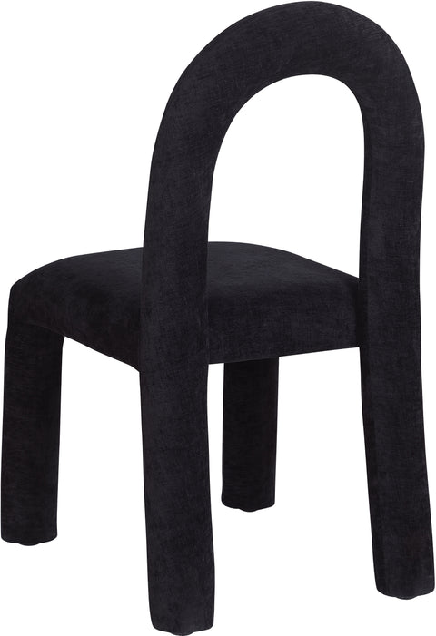 Quinn Black Chenille Fabric Upholstered Dining Chair, 2-Piece