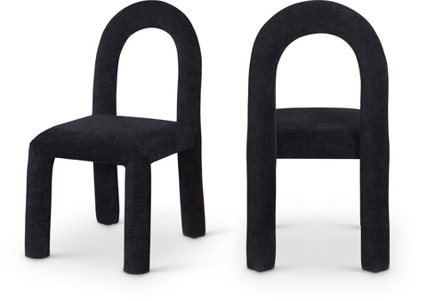Quinn Black Chenille Fabric Upholstered Dining Chair, 2-Piece