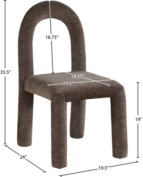 Quinn Brown Chenille Fabric Upholstered Dining Chair, 2-Piece