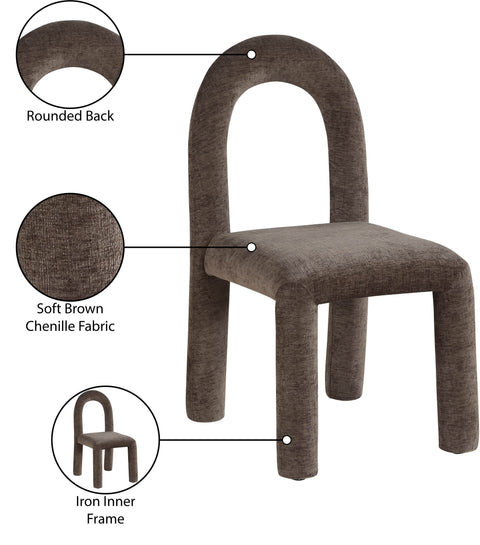 Quinn Brown Chenille Fabric Upholstered Dining Chair, 2-Piece