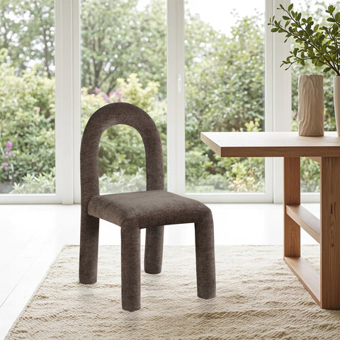 Quinn Brown Chenille Fabric Upholstered Dining Chair, 2-Piece