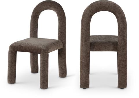 Quinn Brown Chenille Fabric Upholstered Dining Chair, 2-Piece
