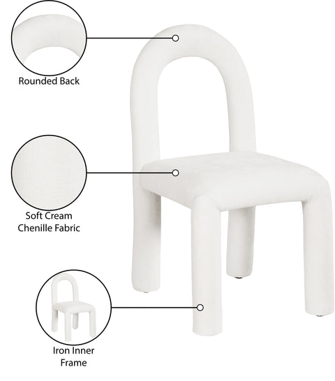 Quinn Cream Chenille Fabric Upholstered Dining Chair, 2-Piece