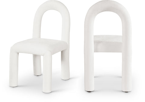 Quinn Cream Chenille Fabric Upholstered Dining Chair, 2-Piece