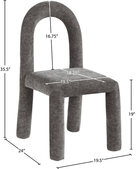 Quinn Grey Chenille Fabric Upholstered Dining Chair, 2-Piece