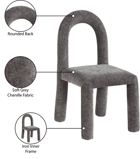 Quinn Grey Chenille Fabric Upholstered Dining Chair, 2-Piece