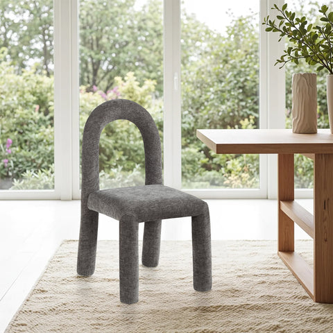 Quinn Grey Chenille Fabric Upholstered Dining Chair, 2-Piece