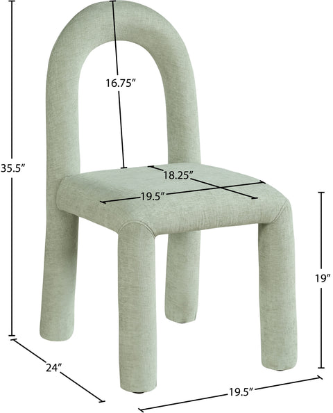 Quinn Mint Chenille Fabric Upholstered Dining Chair, 2-Piece