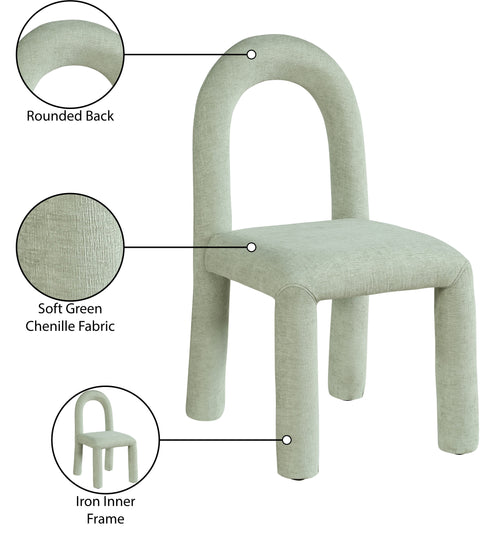 Quinn Mint Chenille Fabric Upholstered Dining Chair, 2-Piece