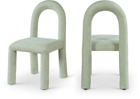 Quinn Mint Chenille Fabric Upholstered Dining Chair, 2-Piece