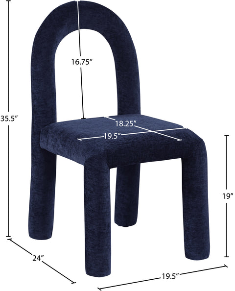 Quinn Navy Chenille Fabric Upholstered Dining Chair, 2-Piece