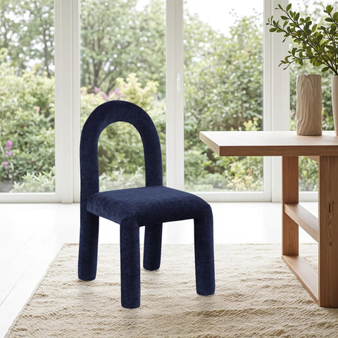 Quinn Navy Chenille Fabric Upholstered Dining Chair, 2-Piece