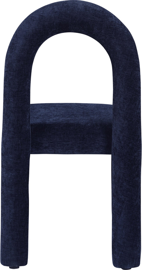 Quinn Navy Chenille Fabric Upholstered Dining Chair, 2-Piece