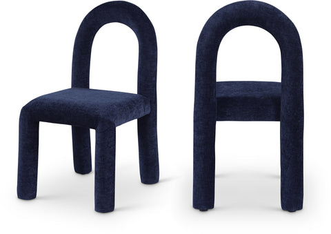 Quinn Navy Chenille Fabric Upholstered Dining Chair, 2-Piece