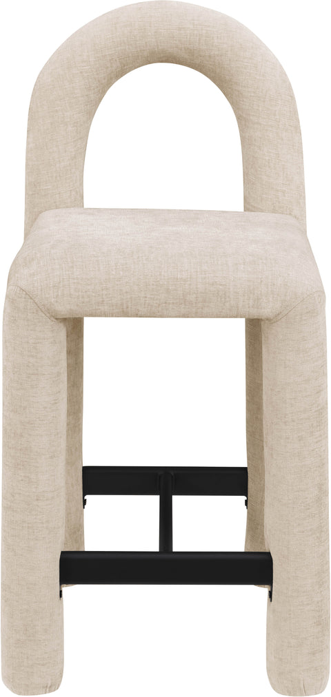 Quinn Beige Chenille Fabric Upholstered Counter Stool, 1 Piece