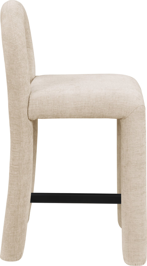 Quinn Beige Chenille Fabric Upholstered Counter Stool, 1 Piece