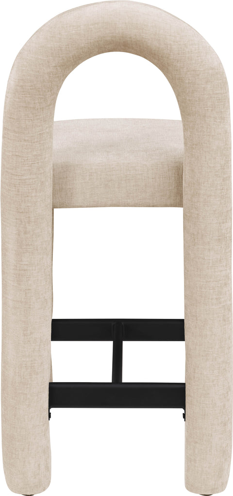 Quinn Beige Chenille Fabric Upholstered Counter Stool, 1 Piece