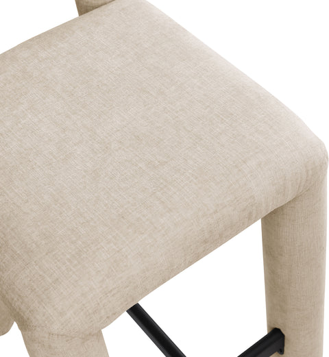 Quinn Beige Chenille Fabric Upholstered Counter Stool, 1 Piece