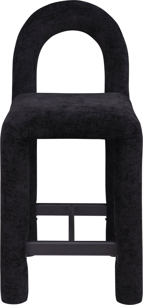 Quinn Black Chenille Fabric Upholstered Counter Stool, 1 Piece
