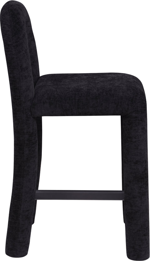 Quinn Black Chenille Fabric Upholstered Counter Stool, 1 Piece