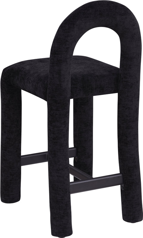 Quinn Black Chenille Fabric Upholstered Counter Stool, 1 Piece