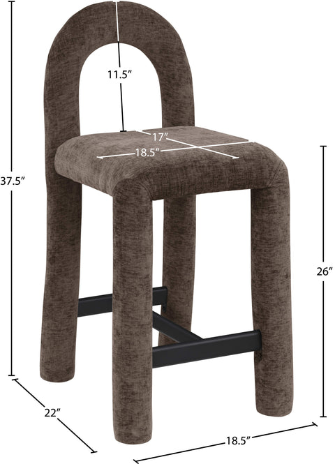 Quinn Brown Chenille Fabric Upholstered Counter Stool, 1 Piece