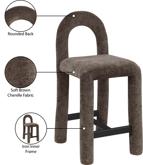 Quinn Brown Chenille Fabric Upholstered Counter Stool, 1 Piece