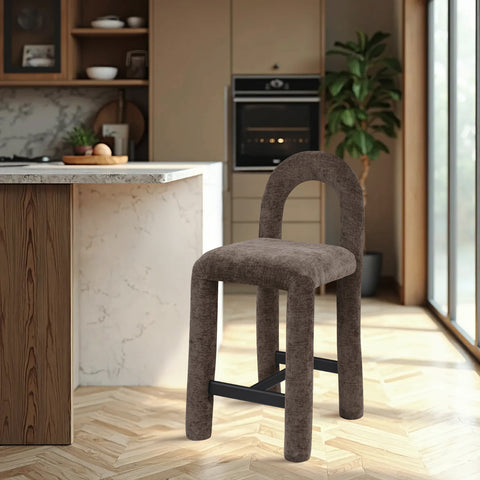 Quinn Brown Chenille Fabric Upholstered Counter Stool, 1 Piece