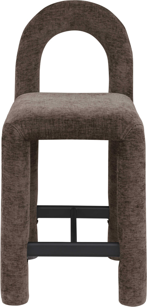 Quinn Brown Chenille Fabric Upholstered Counter Stool, 1 Piece