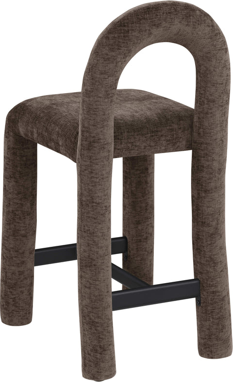 Quinn Brown Chenille Fabric Upholstered Counter Stool, 1 Piece