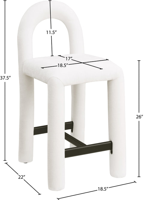 Quinn Cream Chenille Fabric Upholstered Counter Stool, 1 Piece