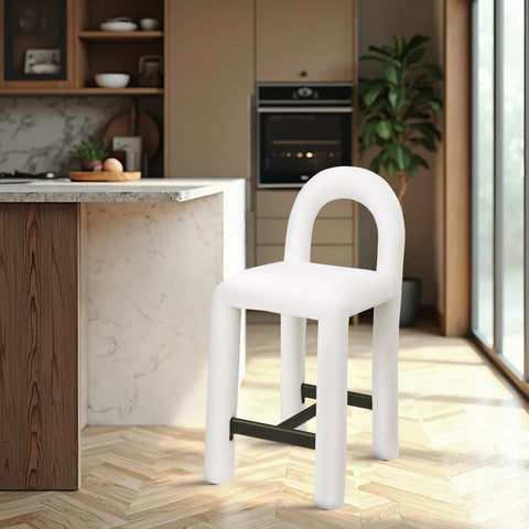 Quinn Cream Chenille Fabric Upholstered Counter Stool, 1 Piece