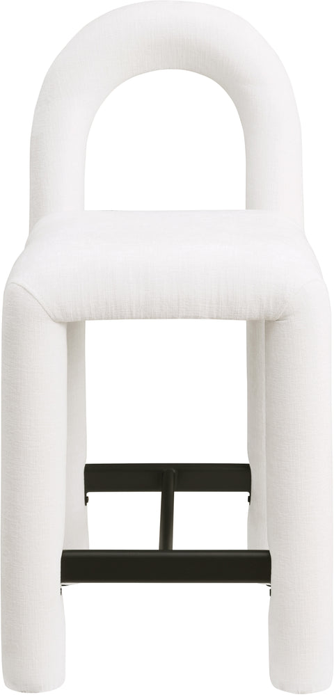 Quinn Cream Chenille Fabric Upholstered Counter Stool, 1 Piece