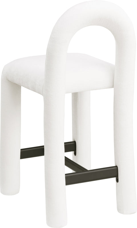 Quinn Cream Chenille Fabric Upholstered Counter Stool, 1 Piece