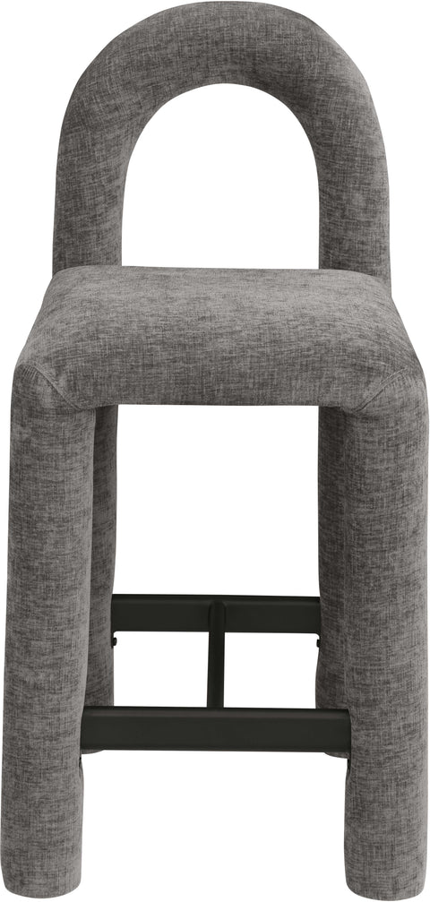 Quinn Grey Chenille Fabric Upholstered Counter Stool, 1 Piece