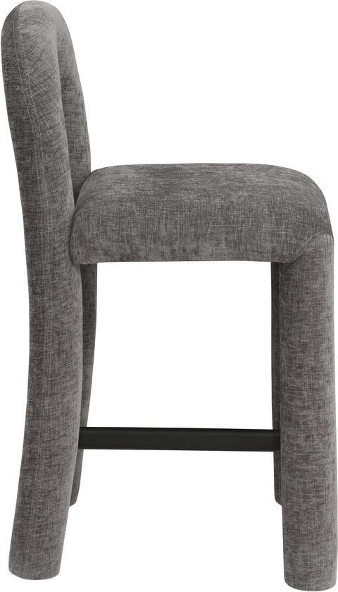 Quinn Grey Chenille Fabric Upholstered Counter Stool, 1 Piece