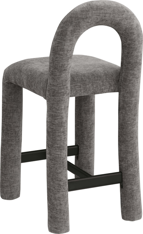 Quinn Grey Chenille Fabric Upholstered Counter Stool, 1 Piece