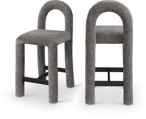 Quinn Grey Chenille Fabric Upholstered Counter Stool, 1 Piece