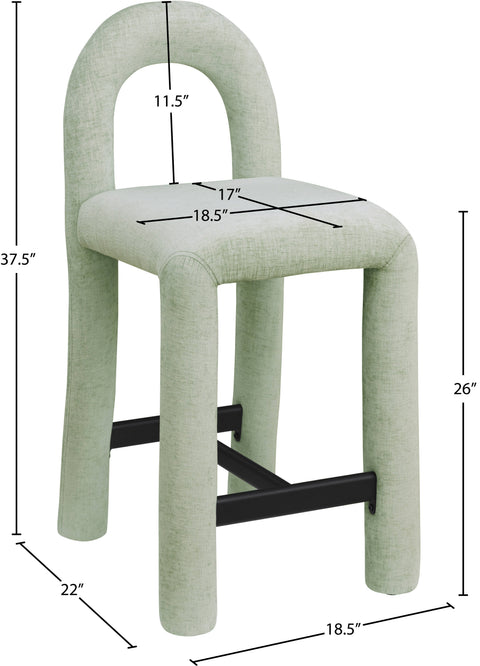 Quinn Mint Chenille Fabric Upholstered Counter Stool, 1 Piece