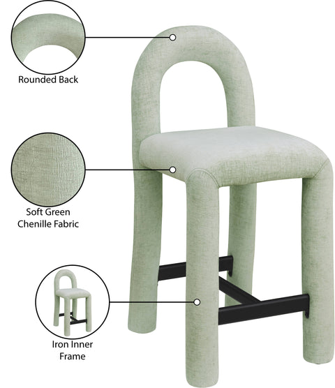 Quinn Mint Chenille Fabric Upholstered Counter Stool, 1 Piece