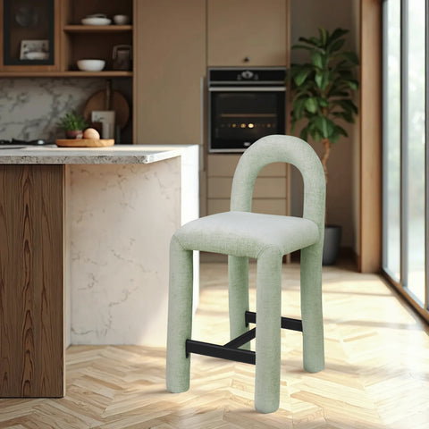 Quinn Mint Chenille Fabric Upholstered Counter Stool, 1 Piece