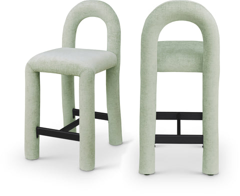 Quinn Mint Chenille Fabric Upholstered Counter Stool, 1 Piece