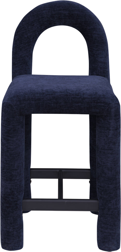 Quinn Navy Chenille Fabric Upholstered Counter Stool, 1 Piece