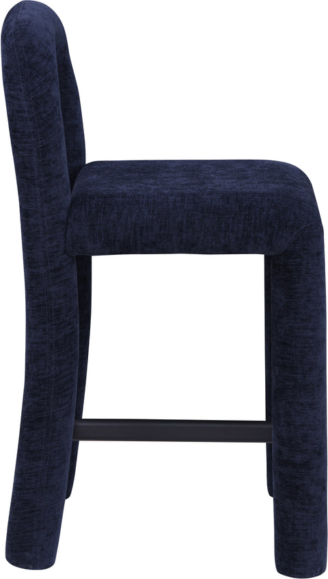 Quinn Navy Chenille Fabric Upholstered Counter Stool, 1 Piece